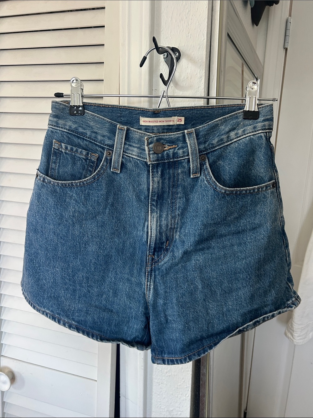 High-Rise Denim Shorts in Blue - Classic Casual